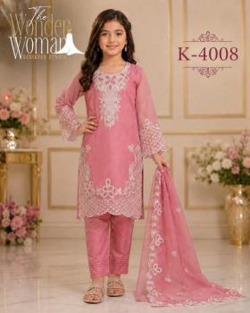 K 4008 Organza Kids Kurtis supplier in Ahmedabad